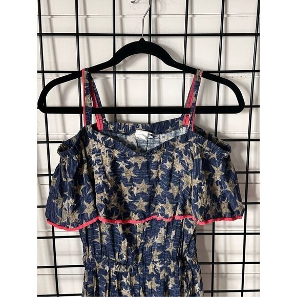 Camo Star Print Off The Shoulder Fit‎ & Flare Dress Womens S High Low - Picture 2 of 13